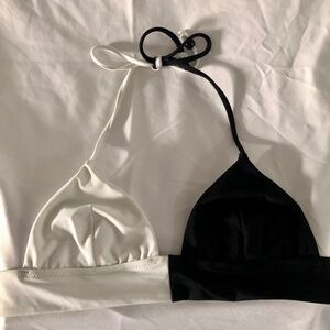 Victoria's Secret Swim Top - Triangle Halter - Black White - XS - Like New